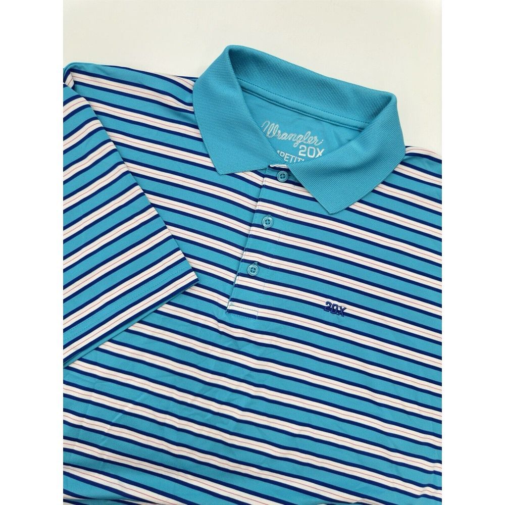 Wrangler 20X Competition Advanced Comfort Performance Polo Mens Size Medium Blue